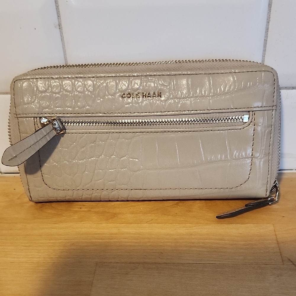 Cole Haan Beige Crocodile-Embossed Wallet